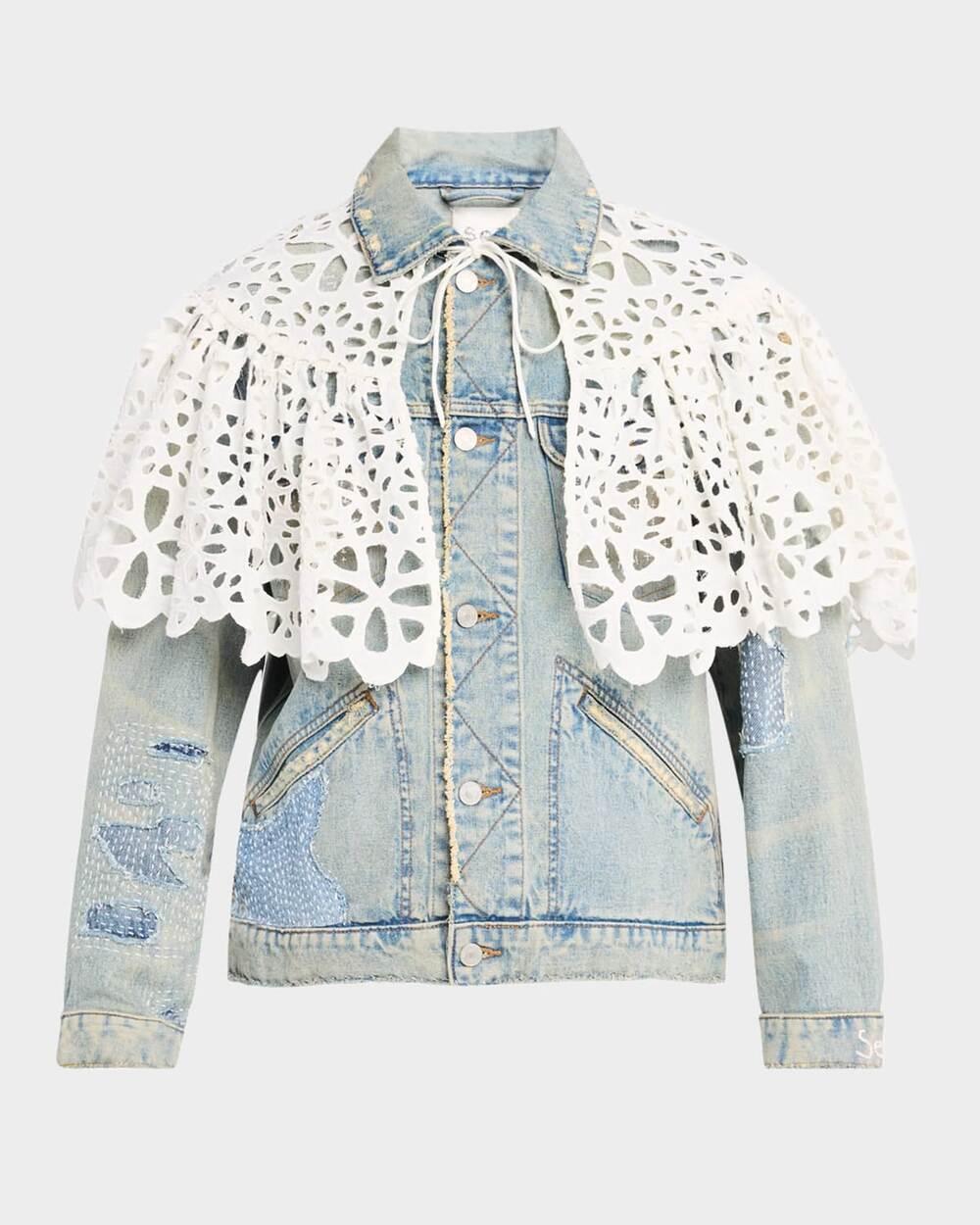 Sea New York Oli Patchwork Denim Jacket with Cape